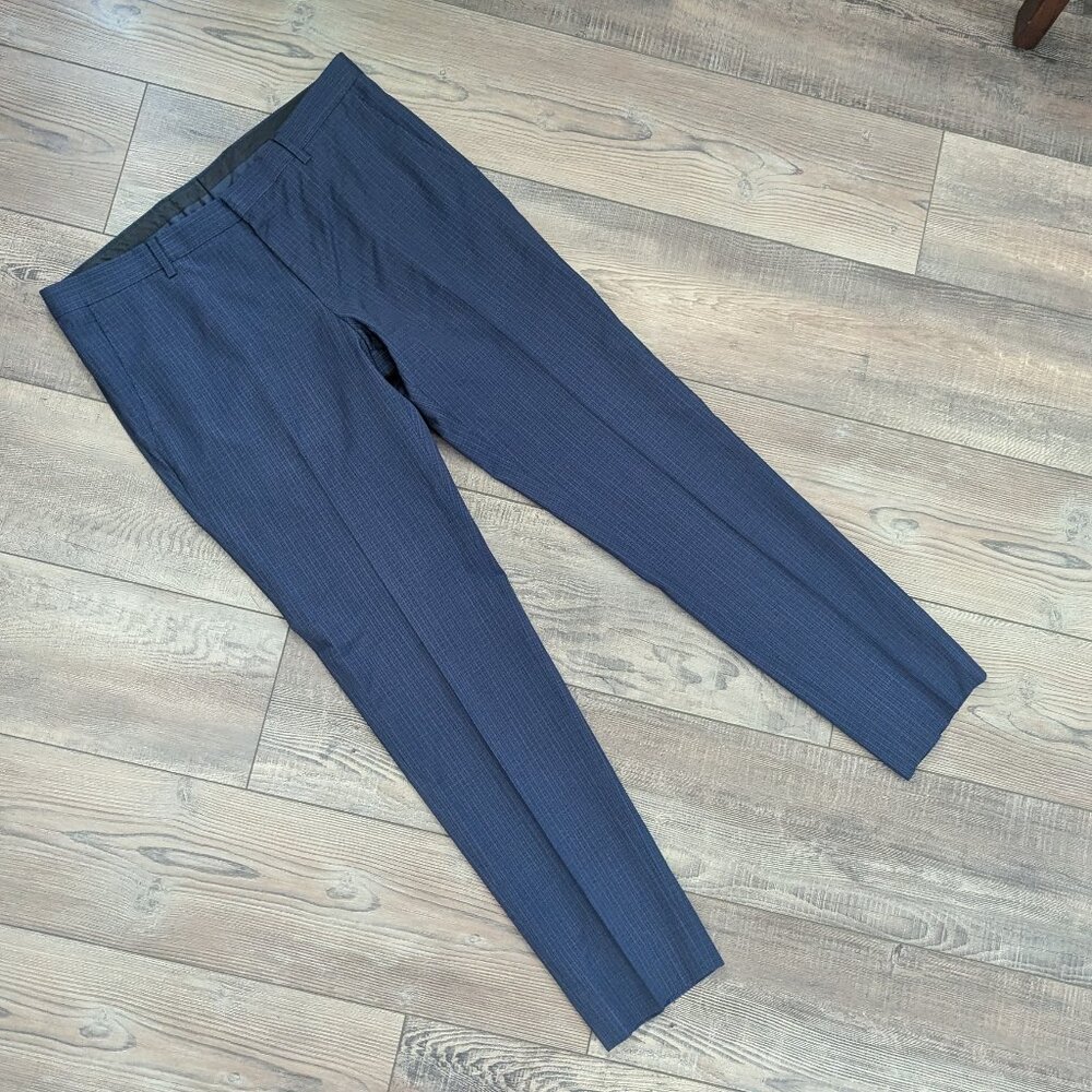 BOSS Hugo Boss 100% Virgin Wool Slim Dress Pants Navy Pattern Office Business 32